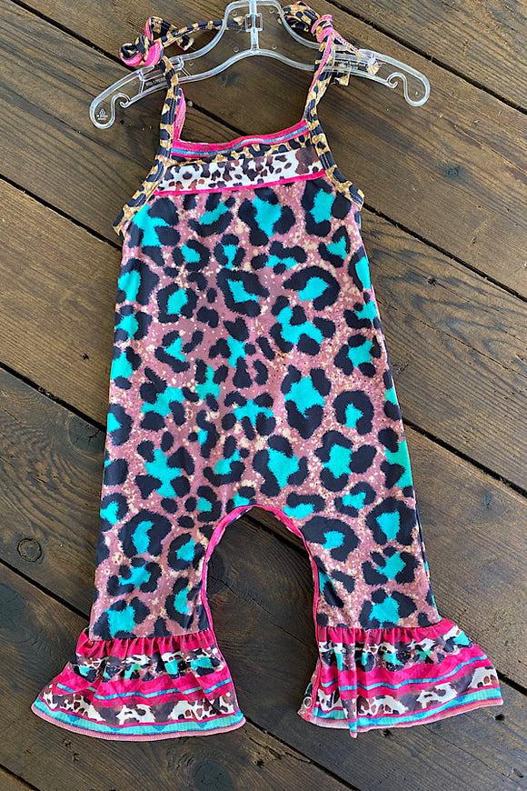 Turquoise leopard printed baby jump suite 1134WY
