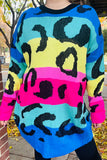 MY13437 Multi color leopard printed long sweater