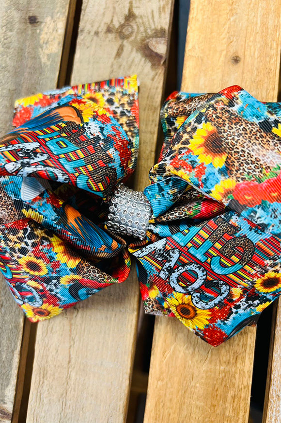 Bull & COWGIRL printed double layer hair bows 7.5