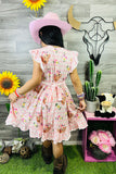 PINK floral hippie cow girl dress DLH2301 (A1S4)