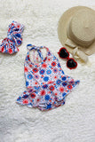 USA Multi color floral printed baby onesie w/headband DLH2329