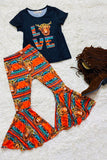 XCH0333-22H Serape & cow prints 2pcs girls clothing sets