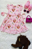 PINK floral hippie cow girl dress DLH2301 (A1S4)