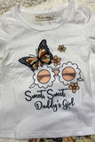 XCH0010-24H Sweet Daddy's girl butterfly & sunglasses 2pcs girls sets