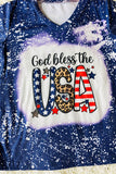 DLH2321 God bless the USA tie dye short sleeve girls top