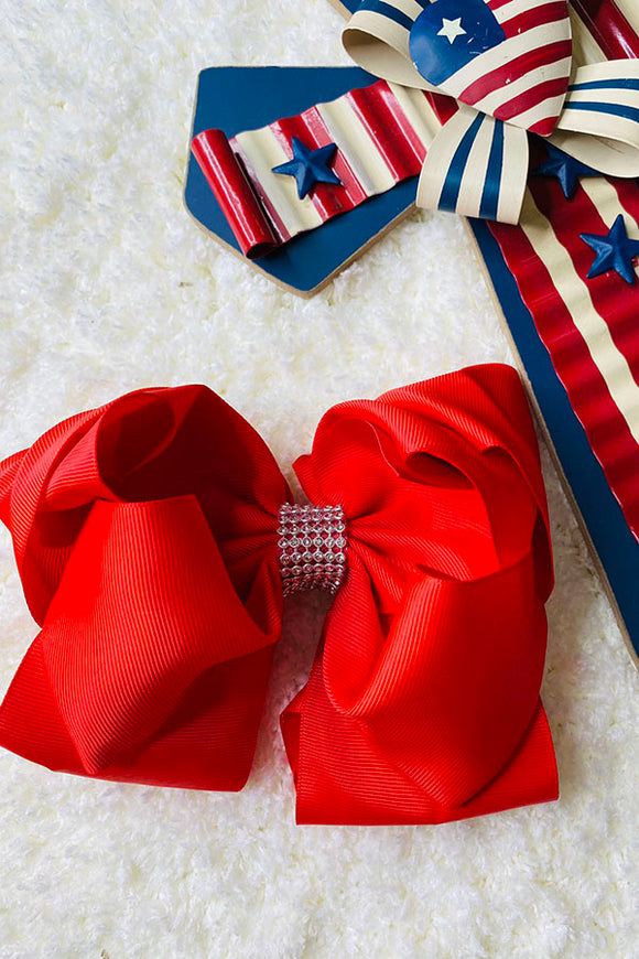 Red double layer hair bows 7.5