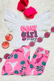 XCH0333-7H COW girl sassy top bell bottom two piece girls clothing sets