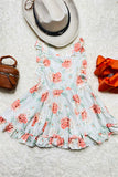 DLH2363 Floral printed girl dress w/criss cross back (A2S5)