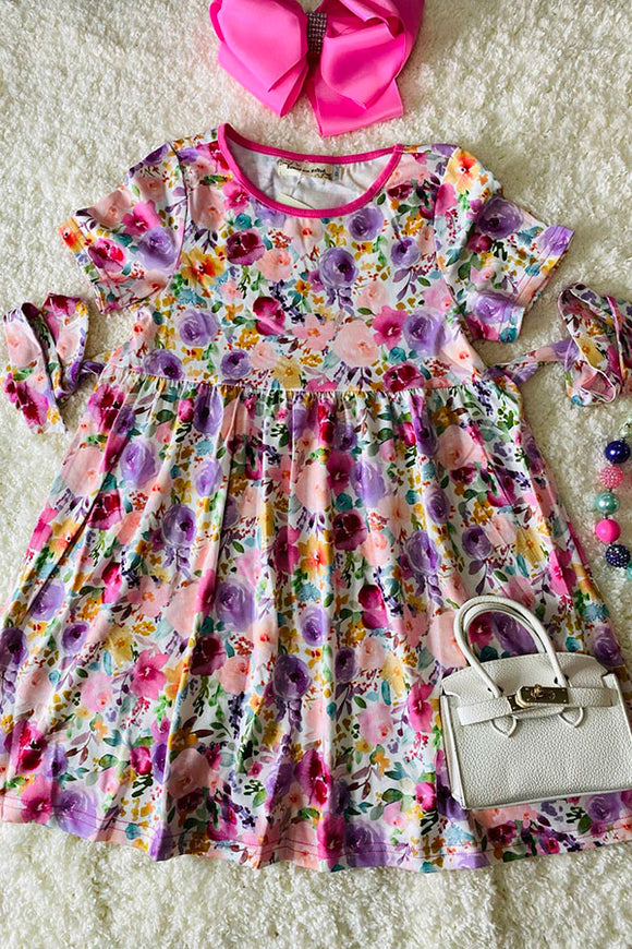Floral printed girl dress XCH0888-3H (A1S4)