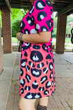 XCH14267 Colorful leopard prints short sleeve women dress