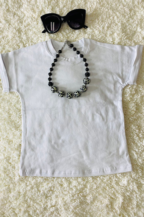 DLH2500 White color short sleeve cotton girls tops