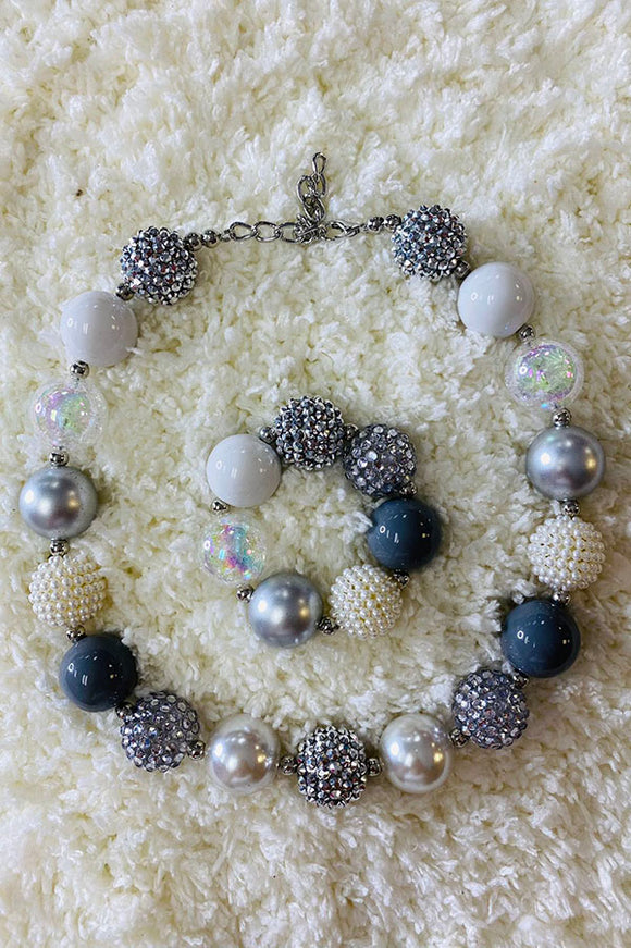 240355 Multi color bubble girls necklace & bracelet sets