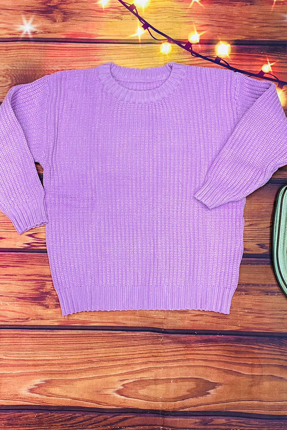 Kids purple long sleeve pullove knitted sweater 230136M