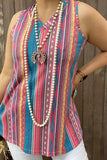 BQ14013 Aztec&striped multi color printed sleeveless women tops