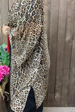 FW13037 Sheer Leopard printed slit side long sleeves  women cardigan