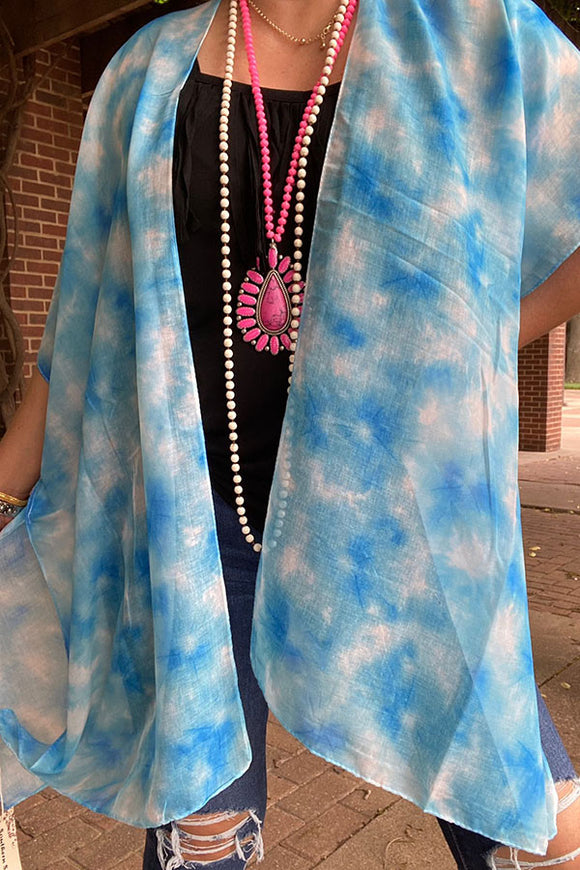 BA8651 Blue tie dye printed women kimono