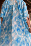 BA8651 Blue tie dye printed women kimono