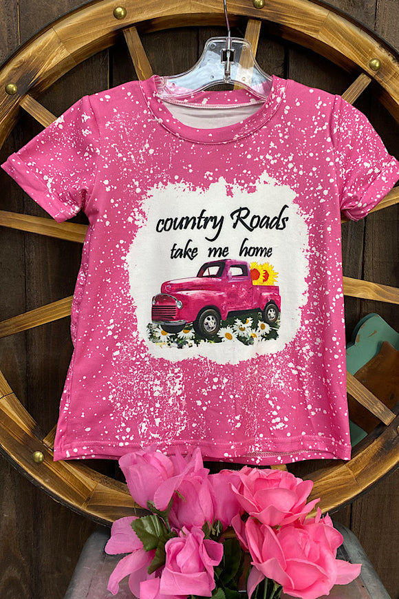 KIDS COUNTRY ROADS TAKE ME HOME Pink printed t-shirt DLH0923-06