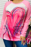 Love heart printed pink raglan long sleeve top DLH12146