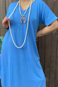 GJQ13274C Blue short sleeves maxi women dresses