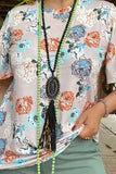 GJQ14072 Floral prints short sleeve women top