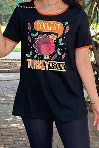 "COOLEST TURKEY AROUND" Black printed t-shirt DLH10108