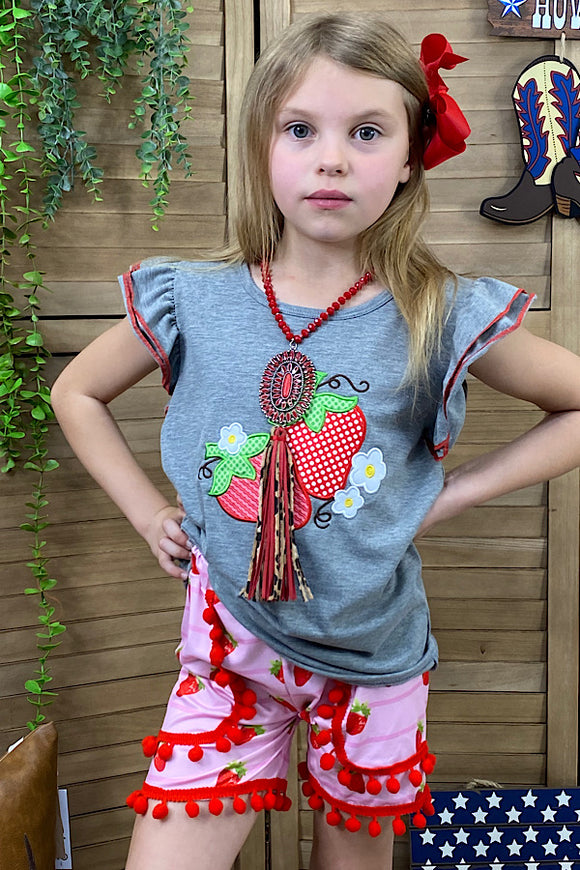 1121WY  (A3S1)    STRAWBERRY printed girl 2pcs set