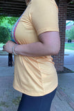 XCH14539 Flower & Boots print yellow short sleeve women top