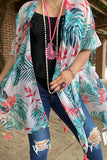 YZ192018 Multi color palm leaf printed kimono w/tassels