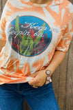 DLH12333 Cactus multi colors printed short sleeves women tops