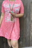 XCH14091 Bull & leopard prints short sleeve women dress w/pockets