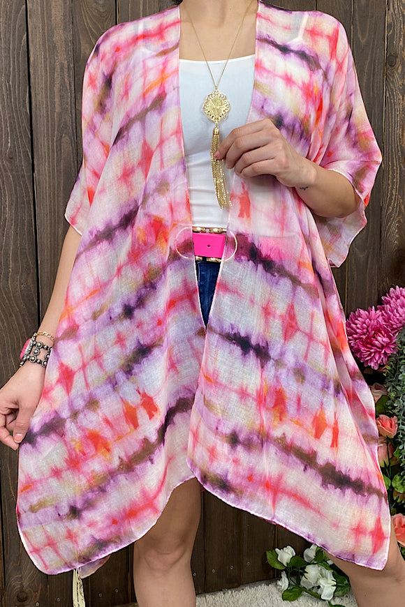 Multi-color printed kimono BA8653