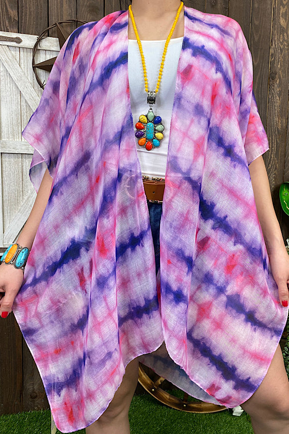 Pink/purple tie dye kimono BA8654