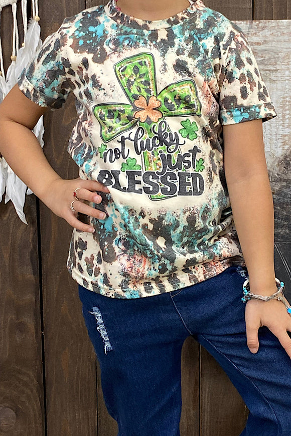 NOT LUCKY JUST BLESSED printed girls top DLH0923-30