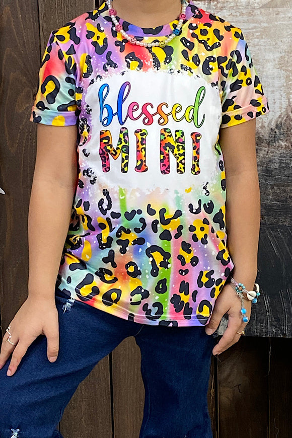 Blessed mini multi color leopard printed short sleeve top DLH0923-31