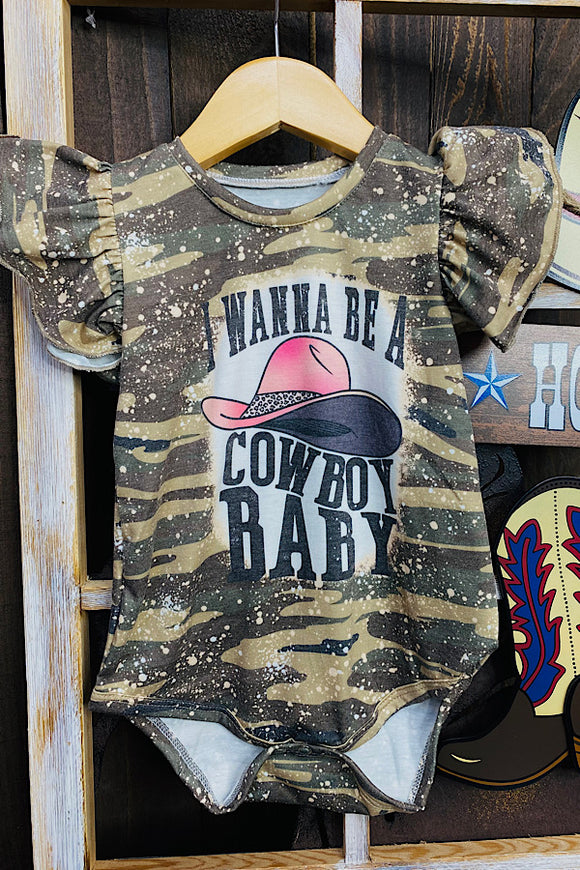 I WANNA BE A COWBABY Camo printed baby onesie DLH1224-08