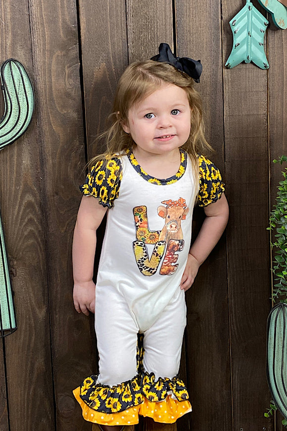 LOVE Cow & sunflower printed baby romper DLH0821-6