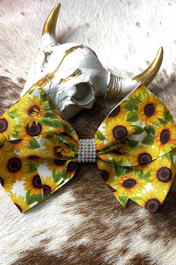 Sunflower printed 7.5 inch bow