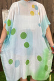 ZJ7279 Blue/green polka dots kimono