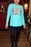 Christmas studs tree nutcracker mint long sleeve women shirt XCH16541
