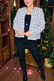 Plus Size sequin knitted tweed long sleeve lady jacket XCH16526