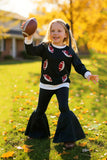 Sequin football embroidery top black bell bottom girls sets XCH0024-6H (A10S1)