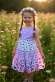 Princess purple floral multi print girl dress DLH2381 (A1S3)