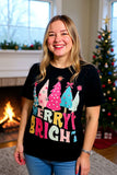 "MERRY BRIGHT" Christmas short sleeve women t-shirt XCH15733