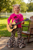 XCH0013-18H Cash hank willil waylon & guitar prints top leopard prints girls sets (A5S6)