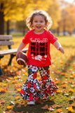 Kids football mini top floral printed pant girls clothing sets XCH0015-14H A8S6