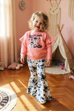 Holy cow I'M cute cow printed top bell bottom 2pc girls sets XCH0015-18H A5S5