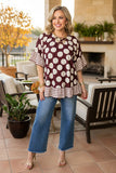 Chic brown dots & checkered women's boutique top Southern Stitch GJQ17422