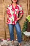 Trendy floral print short sleeve women's boutique top Southern Stitch GJQ17388(FS5)