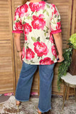 Trendy floral print short sleeve women's boutique top Southern Stitch GJQ17388(FS5)